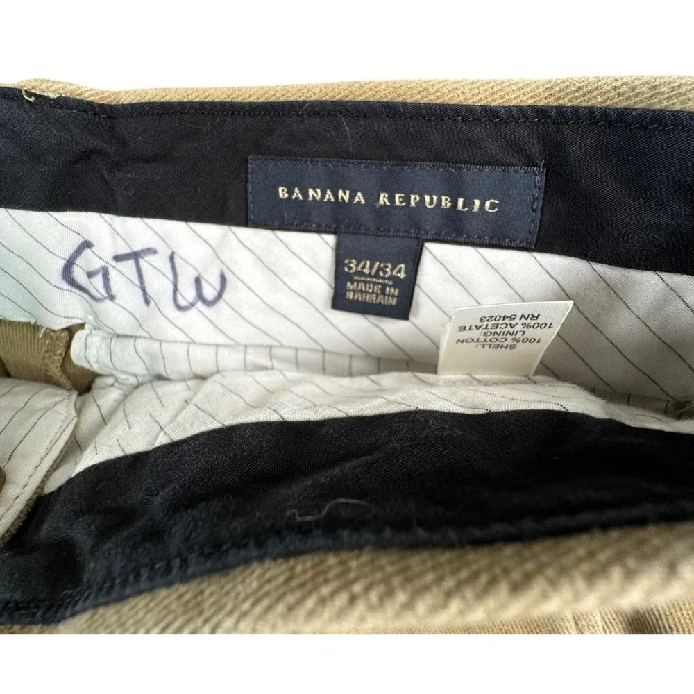 Banana Republic Mens Corduroy Pants 34x33 Khaki Tan Flat Front Classic Fit‎